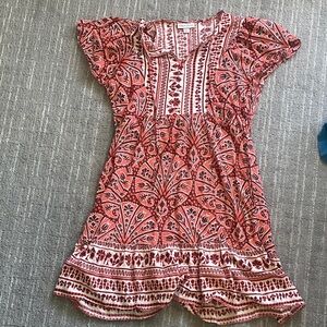 Knox Rose coral, cream and burgandy Patterned Dress